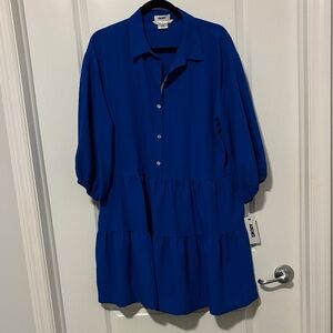 DKNY Blue Long Sleeve Dress